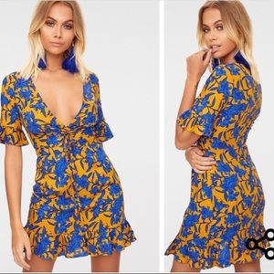 Pretty Little Thing Mustard Floral Corset Dress